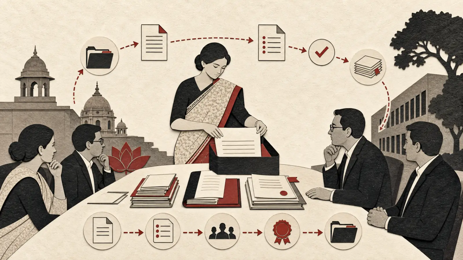 Company secretarial team coordinating board meeting documents in India