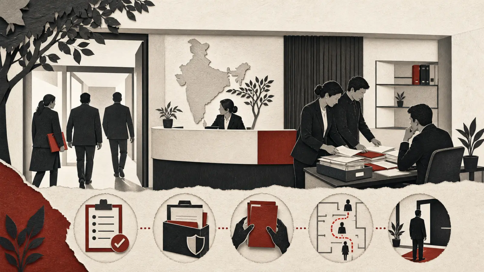 Legal response team coordinating documents during an unannounced regulatory visit