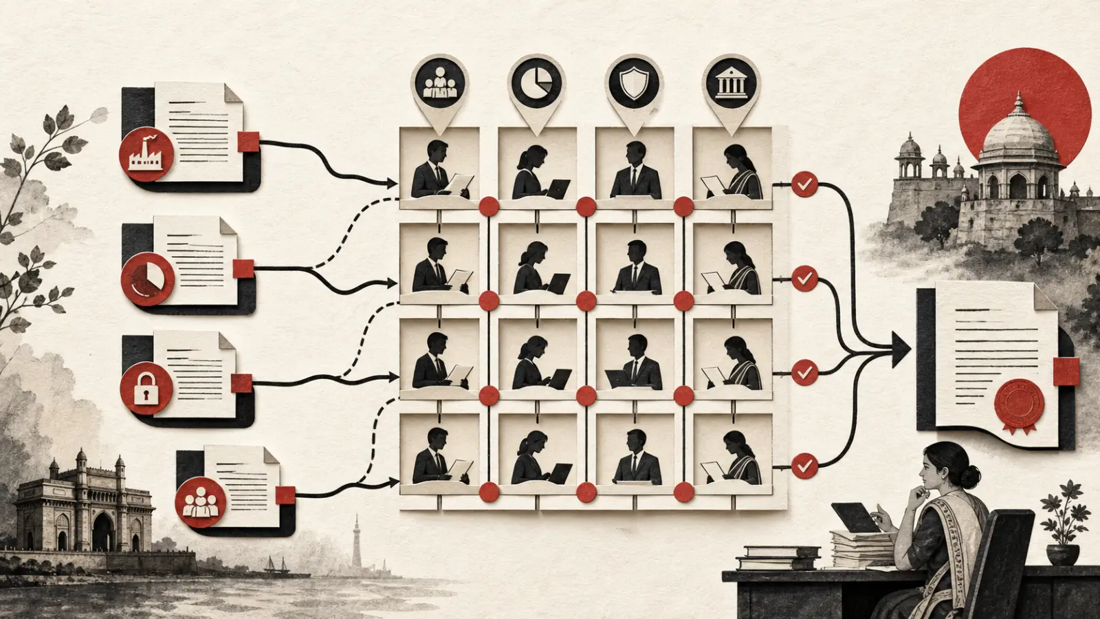Legal operations team mapping contract approvals and decision owners