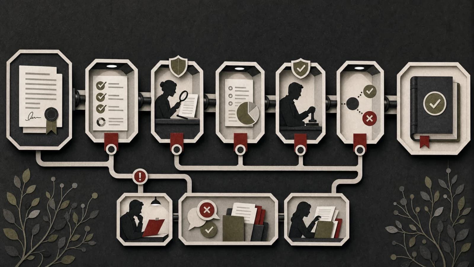 Legal and finance teams validating contract, milestone, invoice and payment evidence