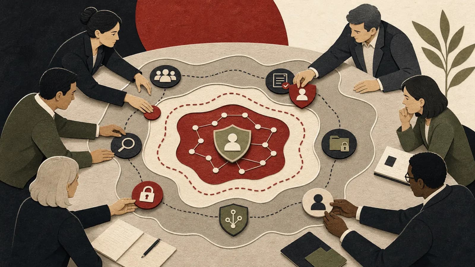 Law firm committee reviewing a legal AI governance and privacy policy