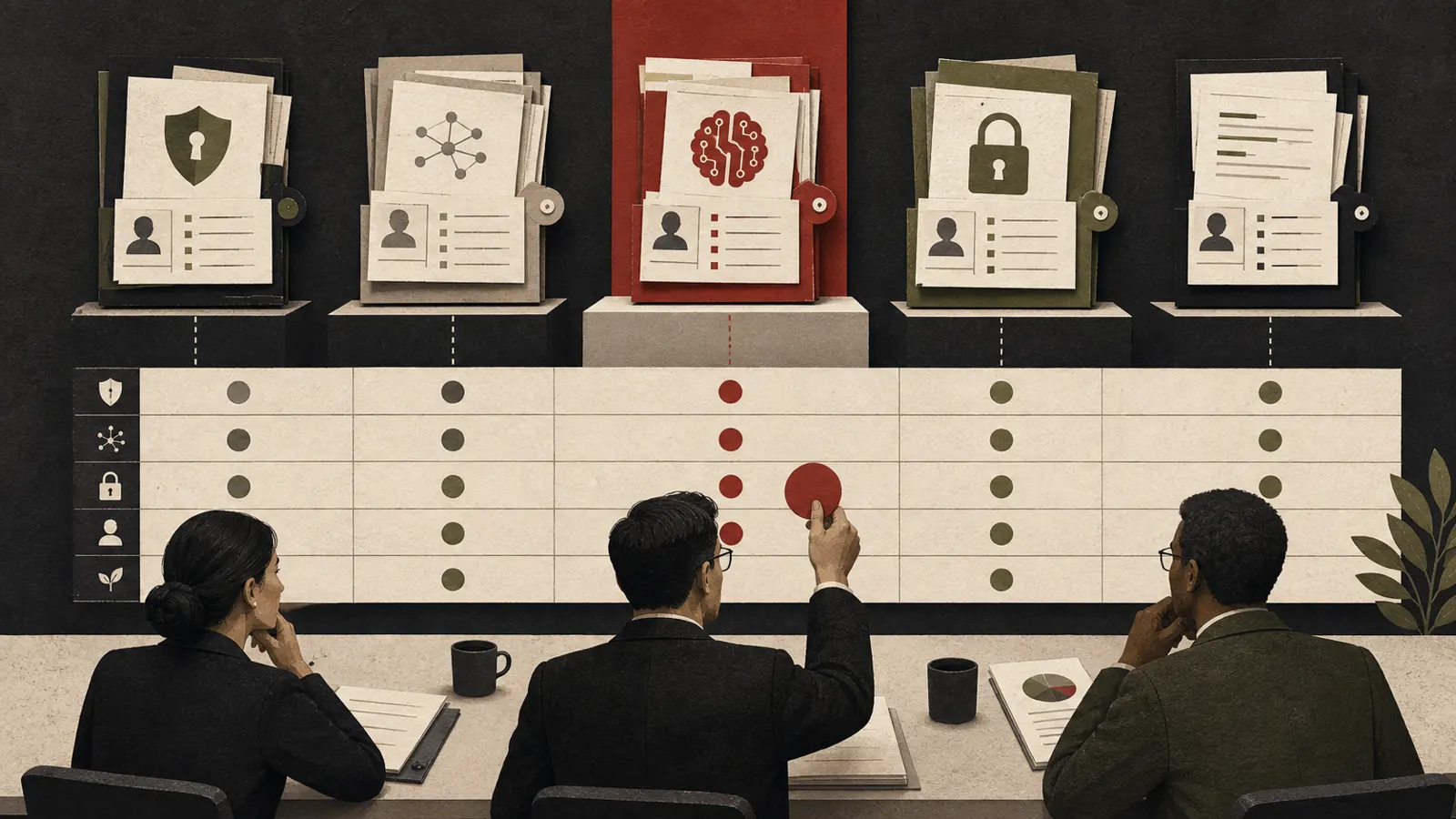 Legal, security, and procurement team scoring responses to a legal AI RFP