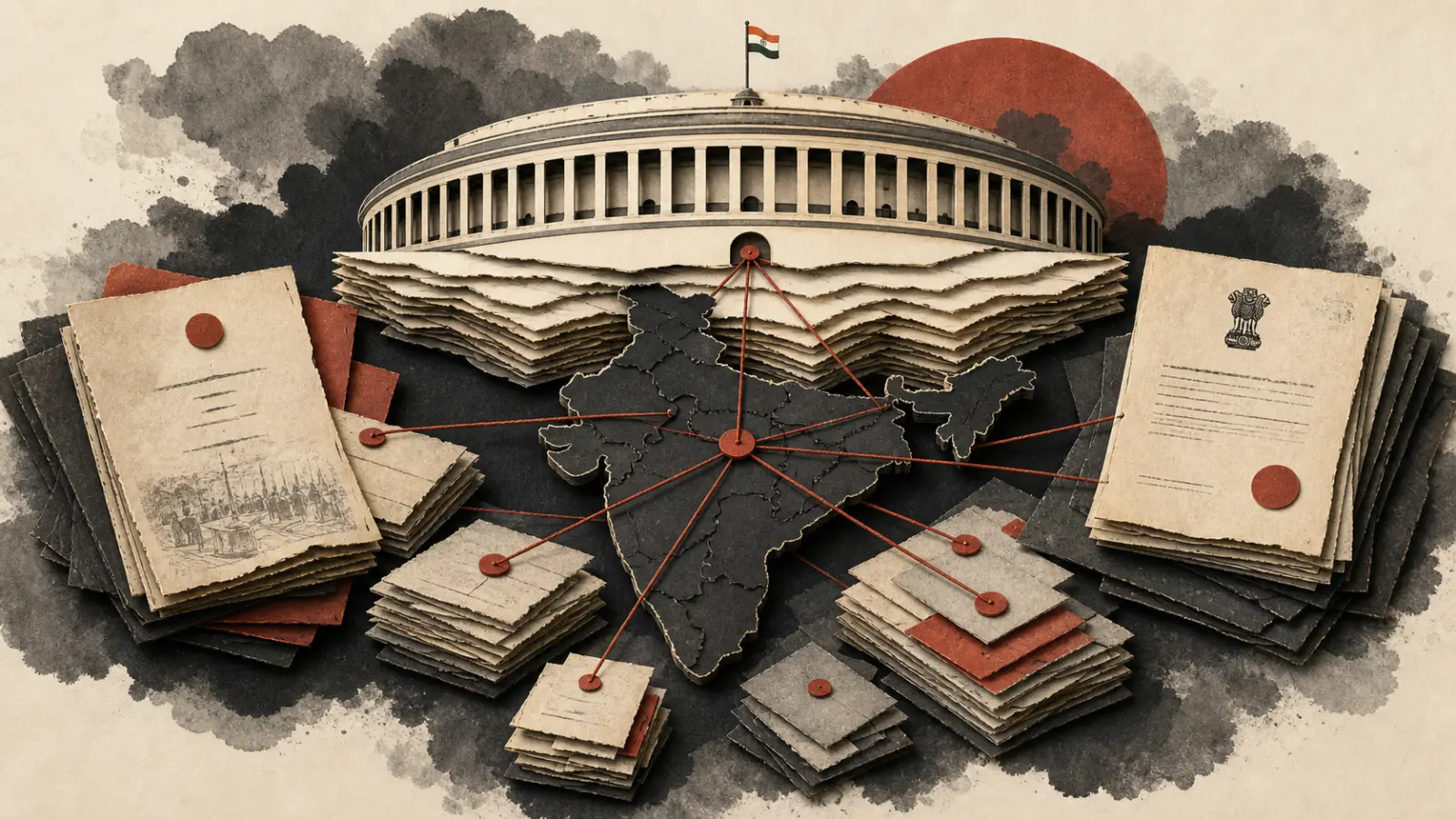 Indian legal researcher mapping a Bill, parliamentary records, amendments, and Gazette publications