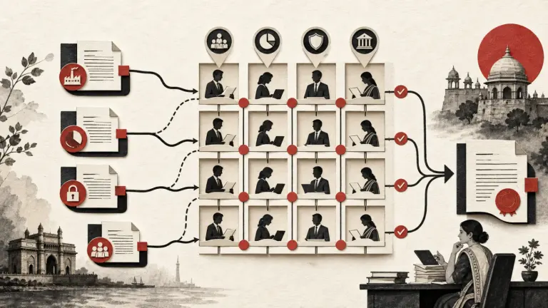 Legal operations team mapping contract approvals and decision owners