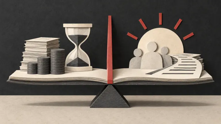 Separate ledger sections for cash costs, reviewer time and released capacity prevent double counting.