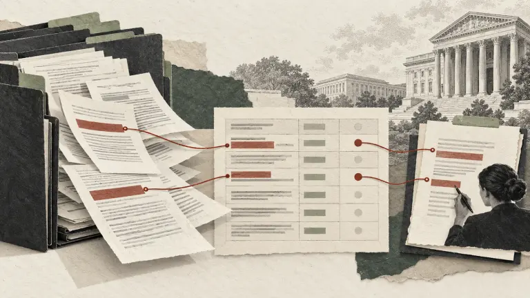 American transaction folders and contract clauses feeding a source-linked diligence table and review memorandum
