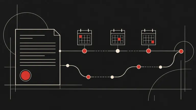 An order connects to calendar milestones and branching routes in a diagram of maintenance enforcement.