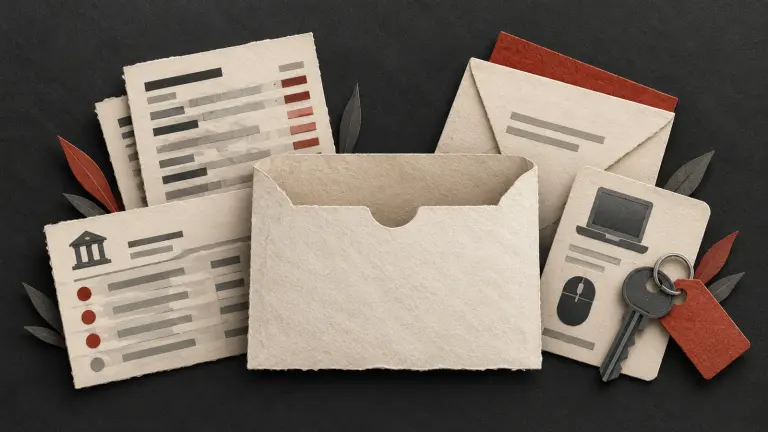 A missing service-letter sleeve supported by payslip, payment, resignation and asset-return evidence.