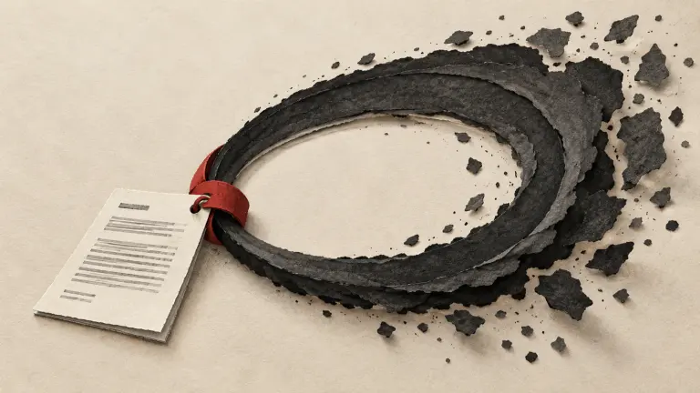 A freelance agreement attached to an expanding ring with a red boundary representing a liability cap.